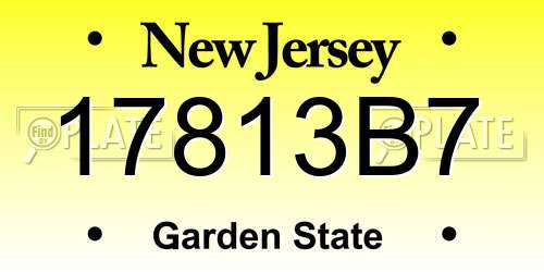 17813B7 New Jersey License Plate