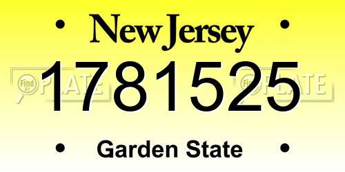1781525 New Jersey License Plate