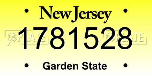 1781528 New Jersey License Plate