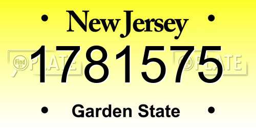 1781575 New Jersey License Plate