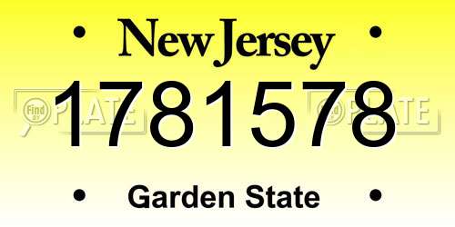 1781578 New Jersey License Plate