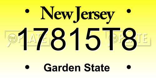 17815T8 New Jersey License Plate