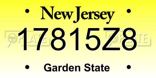 17815Z8 New Jersey License Plate
