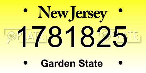 1781825 New Jersey License Plate