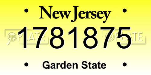 1781875 New Jersey License Plate