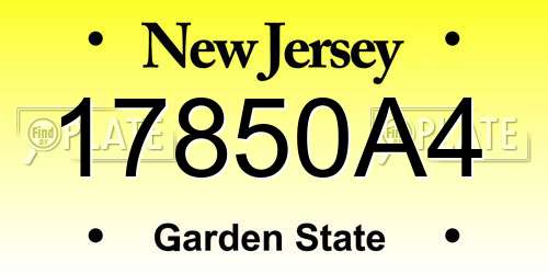 17850A4 New Jersey License Plate