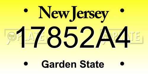 17852A4 New Jersey License Plate