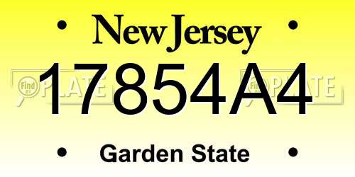 17854A4 New Jersey License Plate