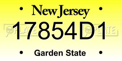 17854D1 New Jersey License Plate