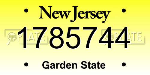 1785744 New Jersey License Plate