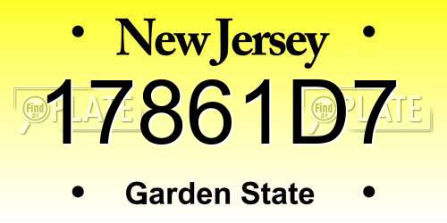 17861D7 New Jersey License Plate
