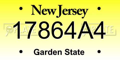 17864A4 New Jersey License Plate