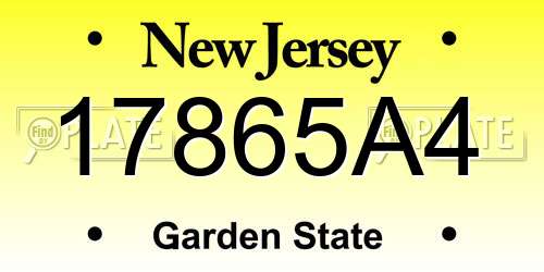 17865A4 New Jersey License Plate