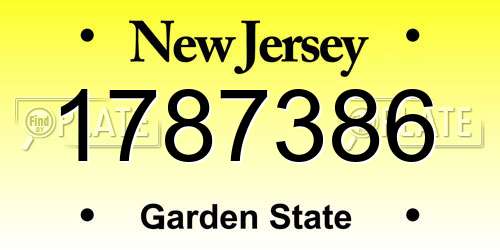 1787386 New Jersey License Plate