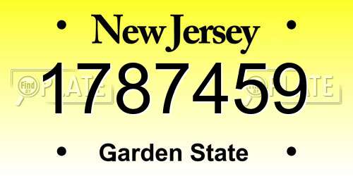 1787459 New Jersey License Plate