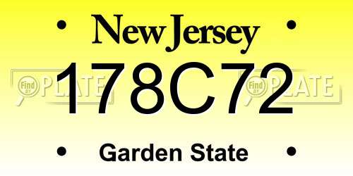 178C72 New Jersey License Plate