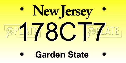178CT7 New Jersey License Plate