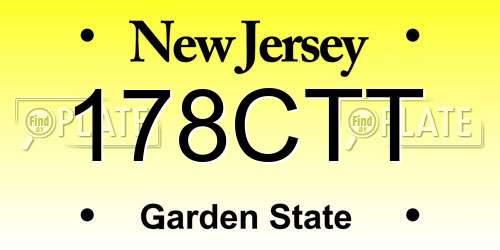 178CTT New Jersey License Plate