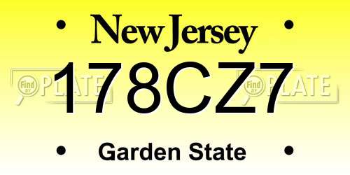 178CZ7 New Jersey License Plate