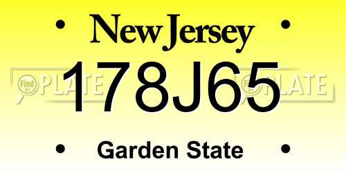 178J65 New Jersey License Plate