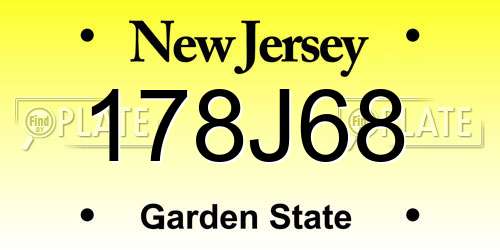 178J68 New Jersey License Plate