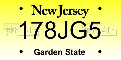 178JG5 New Jersey License Plate