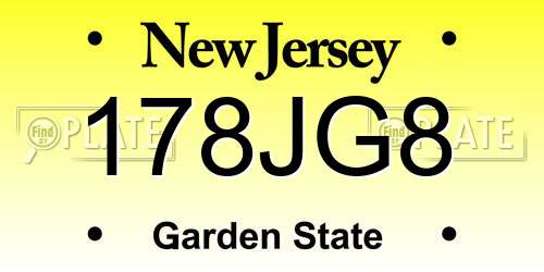 178JG8 New Jersey License Plate