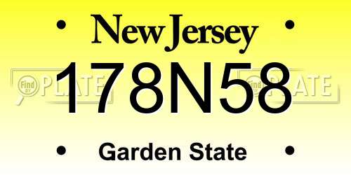 178N58 New Jersey License Plate