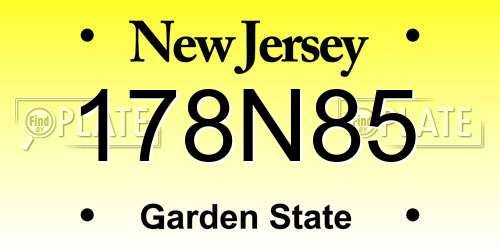 178N85 New Jersey License Plate