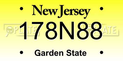 178N88 New Jersey License Plate