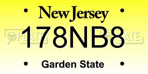 178NB8 New Jersey License Plate