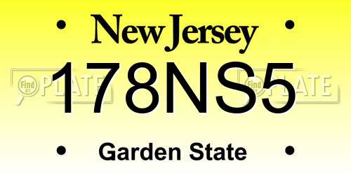 178NS5 New Jersey License Plate