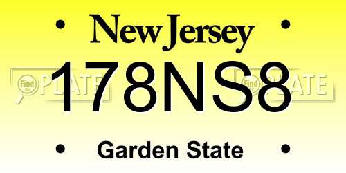 178NS8 New Jersey License Plate