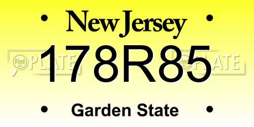 178R85 New Jersey License Plate