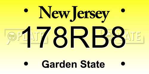 178RB8 New Jersey License Plate