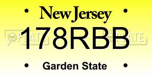 178RBB New Jersey License Plate