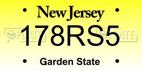 178RS5 New Jersey License Plate