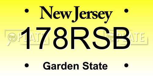 178RSB New Jersey License Plate