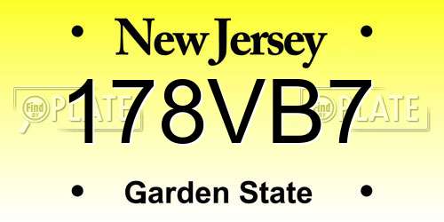 178VB7 New Jersey License Plate