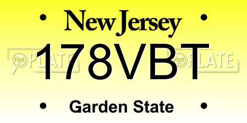 178VBT New Jersey License Plate
