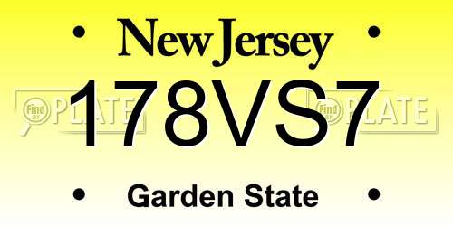 178VS7 New Jersey License Plate