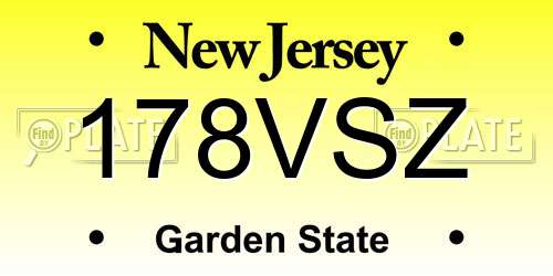 178VSZ New Jersey License Plate