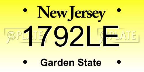 1792LE New Jersey License Plate