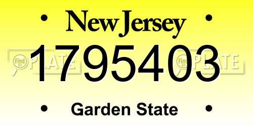 1795403 New Jersey License Plate