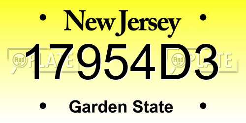 17954D3 New Jersey License Plate