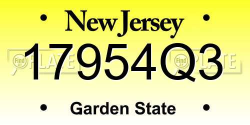 17954Q3 New Jersey License Plate