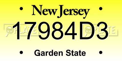17984D3 New Jersey License Plate