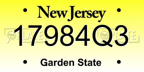17984Q3 New Jersey License Plate