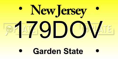 179DOV New Jersey License Plate