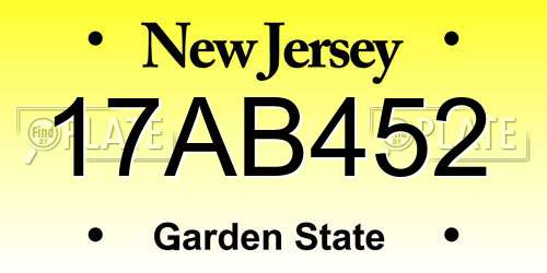 17AB452 New Jersey License Plate